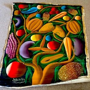 Fruit and local flavors by locals on canvas “pinture naive “ style